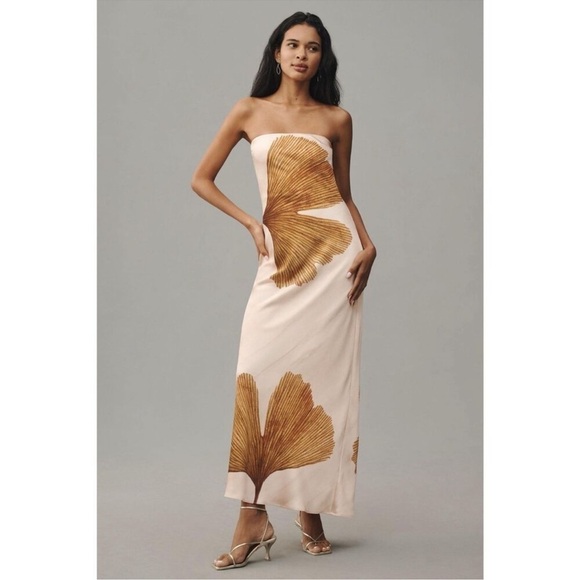 Anthropologie Dresses & Skirts - NWT! Anthropologie The Fleur Strapless Satin Maxi Slip Dress Size XL 🟤